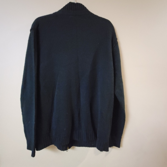 Men's Knit Cardigan Zipper & button closure Merino Wool Cashmere & Suede XLARGE - Picture 3 of 9